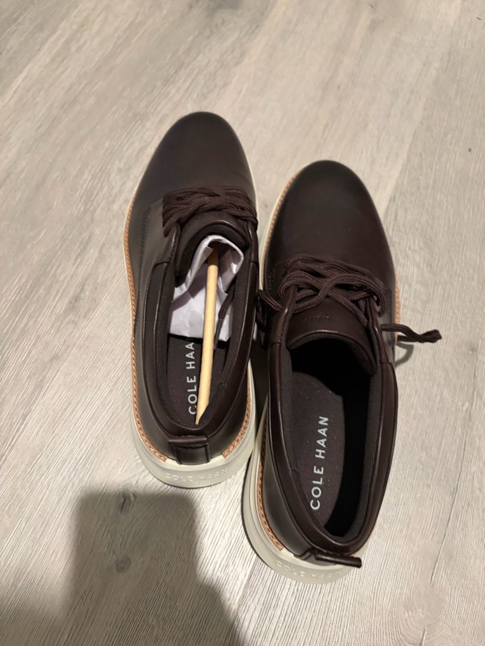 Cole Haan Men's Dark Brown Leather Slip-On Sneakers with White Sole